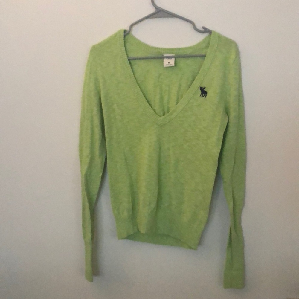 A&F yellow green v-neck sweater